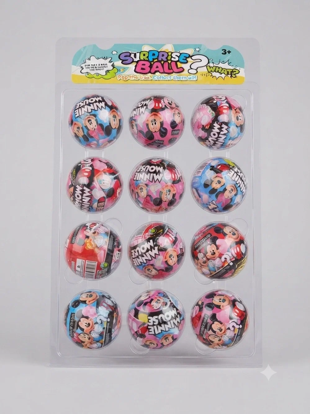 12-Pack Minnie & Mickey Mouse Mystery Balls – Mini Figure, Keychain & Stickers